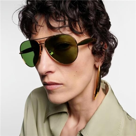 Oversized Gold Aviator Sunglasses for Women Men Retro 70s Metal Big Aviators main image 5